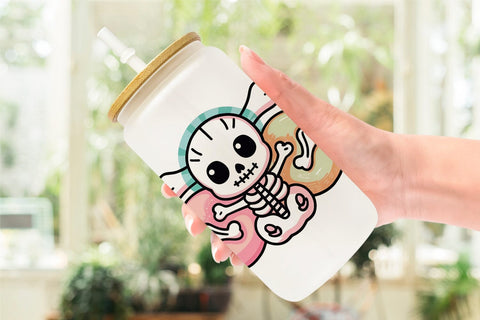 Glass Can Wrap Cute Skeleton Sublimation artnoy 