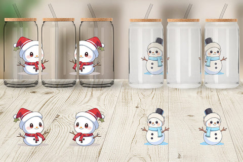 Glass Can Wrap Cute Snowman Sublimation artnoy 