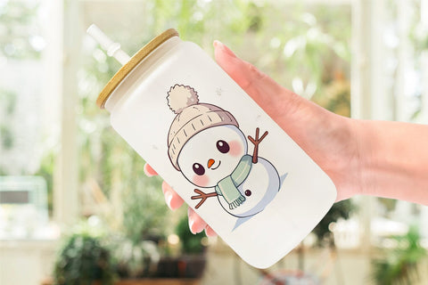 Glass Can Wrap Cute Snowman Sublimation artnoy 