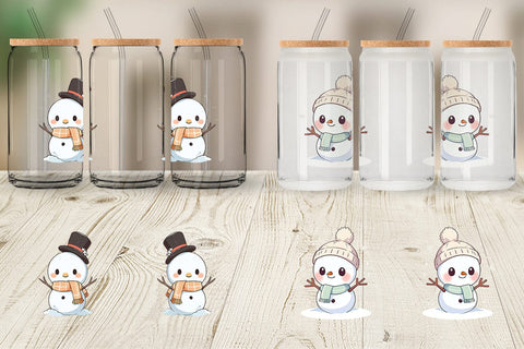Glass Can Wrap Cute Snowman Sublimation artnoy 