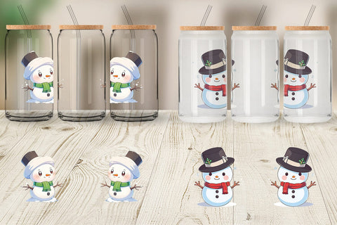 Glass Can Wrap Cute Snowman Sublimation artnoy 