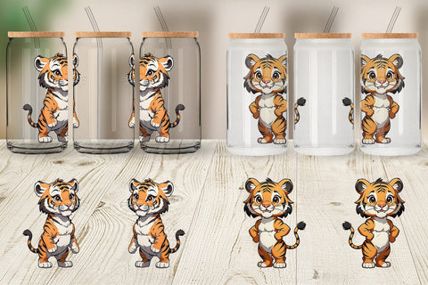 Glass Can Wrap Cute Tiger Sublimation artnoy 
