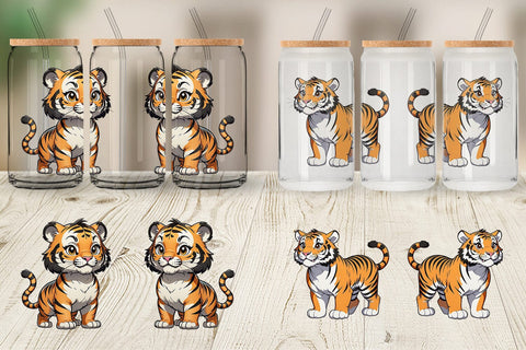 Glass Can Wrap Cute Tiger Sublimation artnoy 
