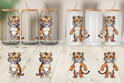 Glass Can Wrap Cute Tiger Sublimation artnoy 