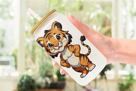 Glass Can Wrap Cute Tiger Sublimation artnoy 