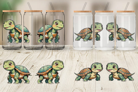 Glass Can Wrap Cute Turtle Sublimation artnoy 