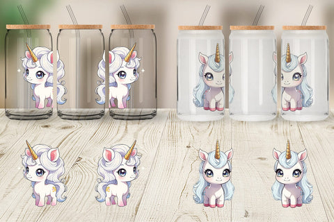 Glass Can Wrap Cute Unicorn Sublimation artnoy 