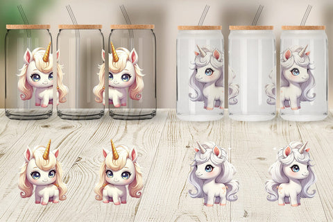Glass Can Wrap Cute Unicorn Sublimation artnoy 