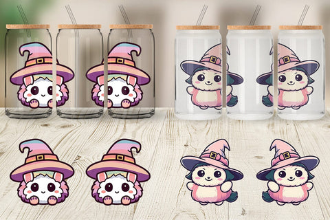 Glass Can Wrap Cute Witch Sublimation artnoy 