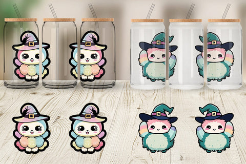 Glass Can Wrap Cute Witch Sublimation artnoy 