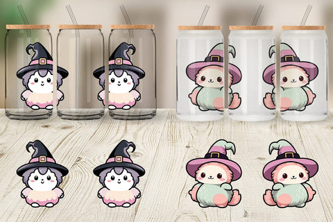 Glass Can Wrap Cute Witches Sublimation artnoy 