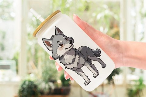 Glass Can Wrap Cute Wolf Sublimation artnoy 