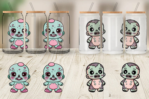 Glass Can Wrap Cute Zombie Sublimation artnoy 