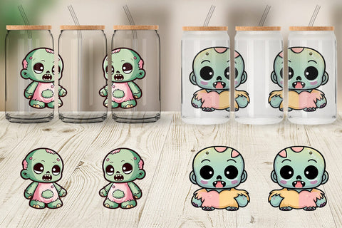 Glass Can Wrap Cute Zombie Sublimation artnoy 