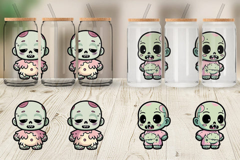Glass Can Wrap Cute Zombie Sublimation artnoy 