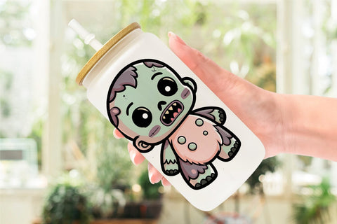 Glass Can Wrap Cute Zombie Sublimation artnoy 