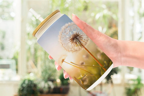 Glass Can Wrap Dandelion Flower Sublimation artnoy 