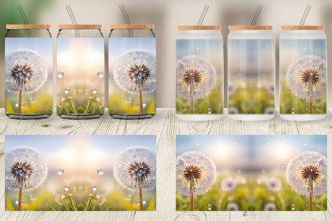 Glass Can Wrap Dandelion Flower Sublimation artnoy 