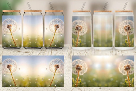 Glass Can Wrap Dandelion Flower Sublimation artnoy 