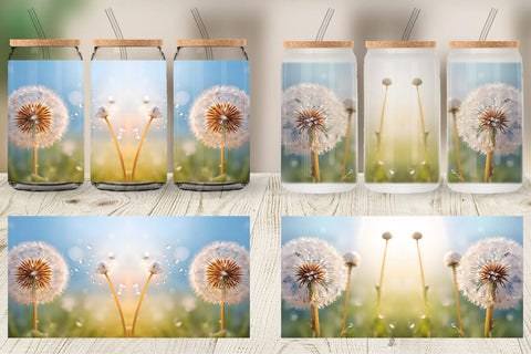Glass Can Wrap Dandelion Flower Sublimation artnoy 