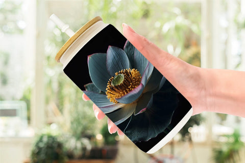 Glass Can Wrap Dark Lotus Flower Sublimation artnoy 