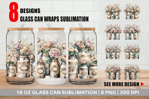 Glass Can Wrap Decorative Milk Can Sublimation artnoy 