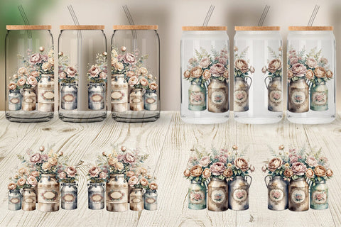 Glass Can Wrap Decorative Milk Can Sublimation artnoy 