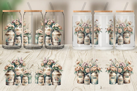 Glass Can Wrap Decorative Milk Can Sublimation artnoy 