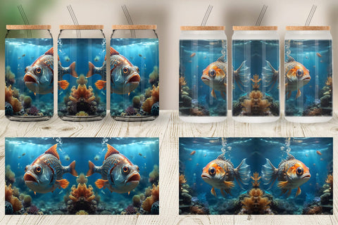 Glass Can Wrap Deep Sea Fish Sublimation artnoy 