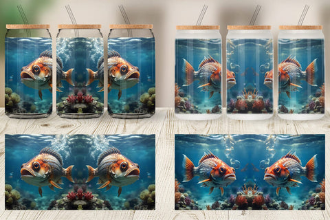 Glass Can Wrap Deep Sea Fish Sublimation artnoy 