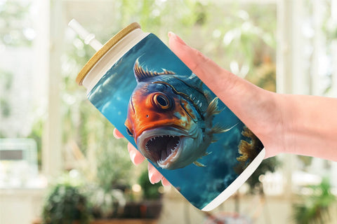 Glass Can Wrap Deep Sea Fish Sublimation artnoy 