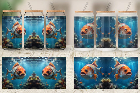 Glass Can Wrap Deep Sea Fish Sublimation artnoy 