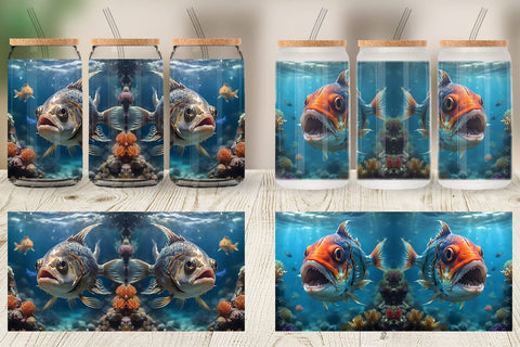 Glass Can Wrap Deep Sea Fish Sublimation artnoy 