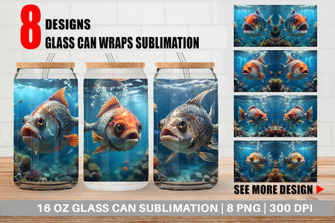 Glass Can Wrap Deep Sea Fish Sublimation artnoy 