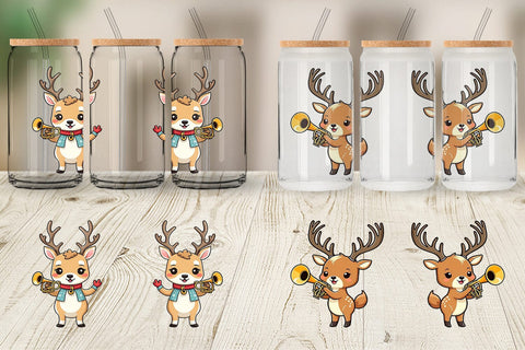 Glass Can Wrap Deer New Year Sublimation artnoy 