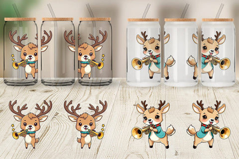 Glass Can Wrap Deer New Year Sublimation artnoy 