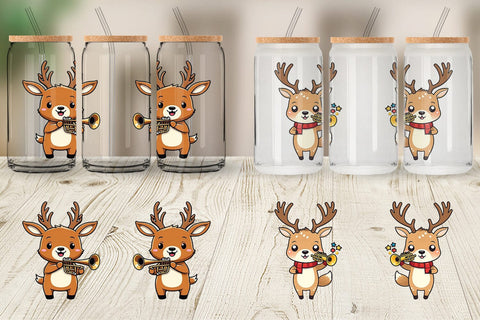 Glass Can Wrap Deer New Year Sublimation artnoy 
