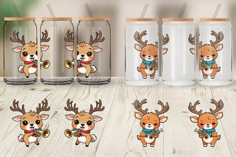 Glass Can Wrap Deer New Year Sublimation artnoy 