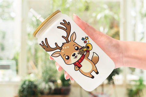 Glass Can Wrap Deer New Year Sublimation artnoy 