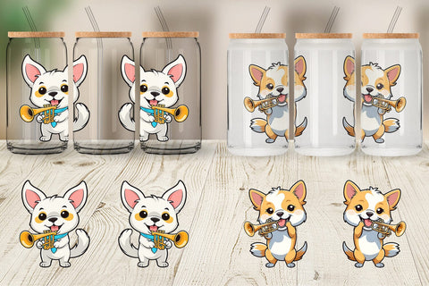 Glass Can Wrap Dog New Year Sublimation artnoy 
