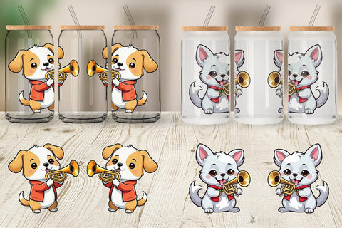 Glass Can Wrap Dog New Year Sublimation artnoy 