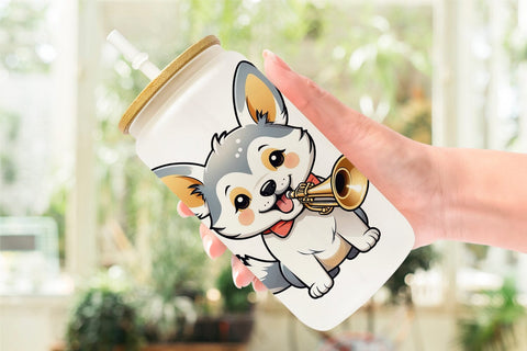 Glass Can Wrap Dog New Year Sublimation artnoy 
