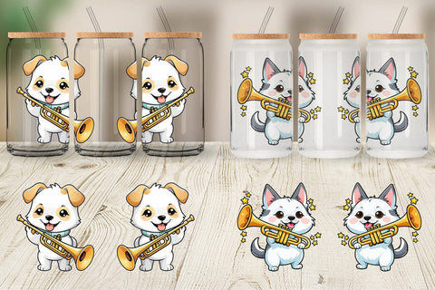 Glass Can Wrap Dog New Year Sublimation artnoy 