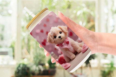 Glass Can Wrap Dog Valentine Sublimation artnoy 