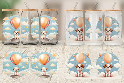 Glass Can Wrap Dog With Balloon Sublimation artnoy 