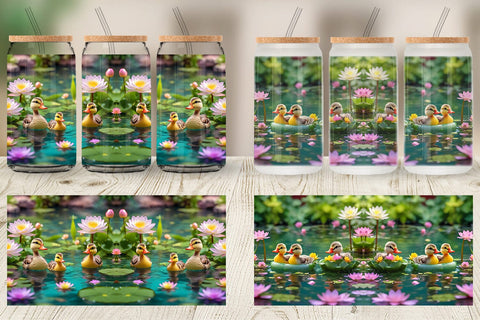 Glass Can Wrap Ducks Swimming Sublimation artnoy 