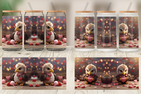 Glass Can Wrap Eagle Valentine Sublimation artnoy 
