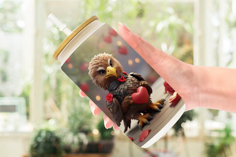 Glass Can Wrap Eagle Valentine Sublimation artnoy 