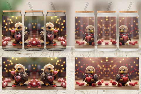 Glass Can Wrap Eagle Valentine Sublimation artnoy 