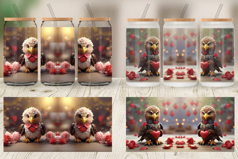 Glass Can Wrap Eagle Valentine Sublimation artnoy 